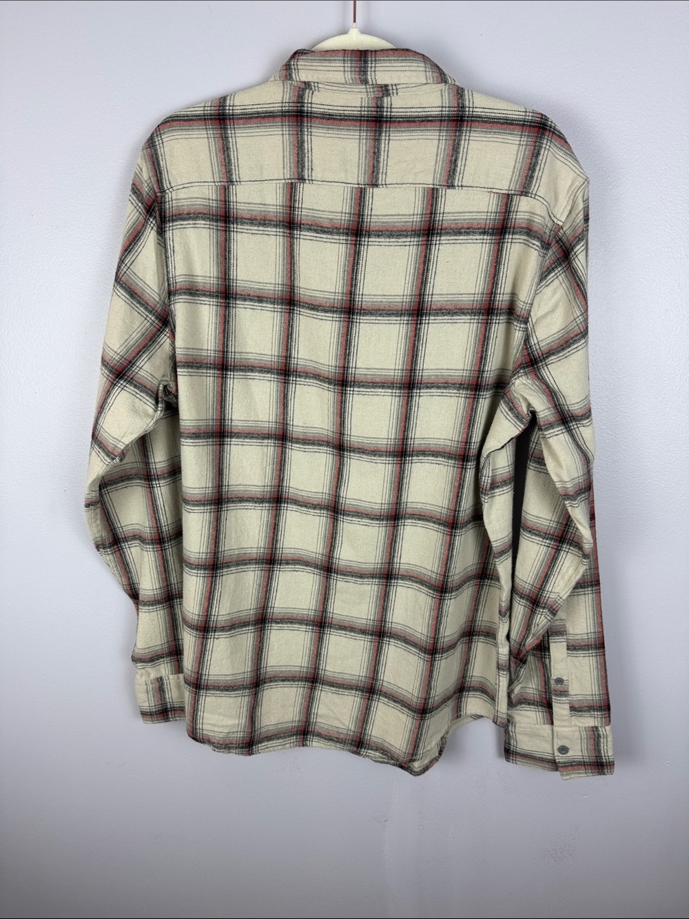 Abound Cotton Men's Plaid Flannel Button Down Shirt Off-White Red Grey Size L - Picture 12 of 12